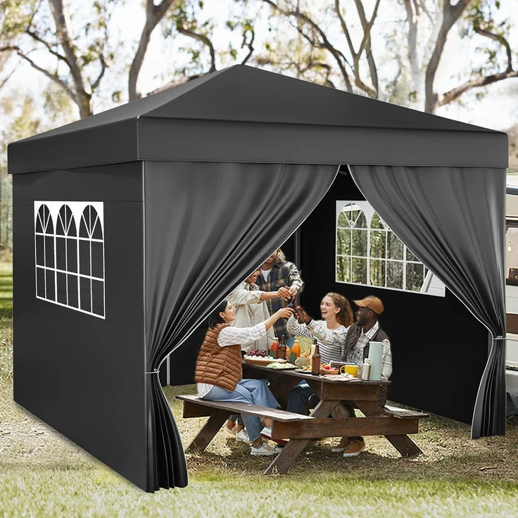YITAHOME 3X3M Outdoor Pop Up-Pavillon mit Seite Faltpavillon, Wasserdichter Faltbarer Gartenpavillon Für Alle Jahreszeiten Camping Pavillon Anti-uv Mit Kostenlosen Höhenverstellbaren Für Party Märkte – Bild 1
