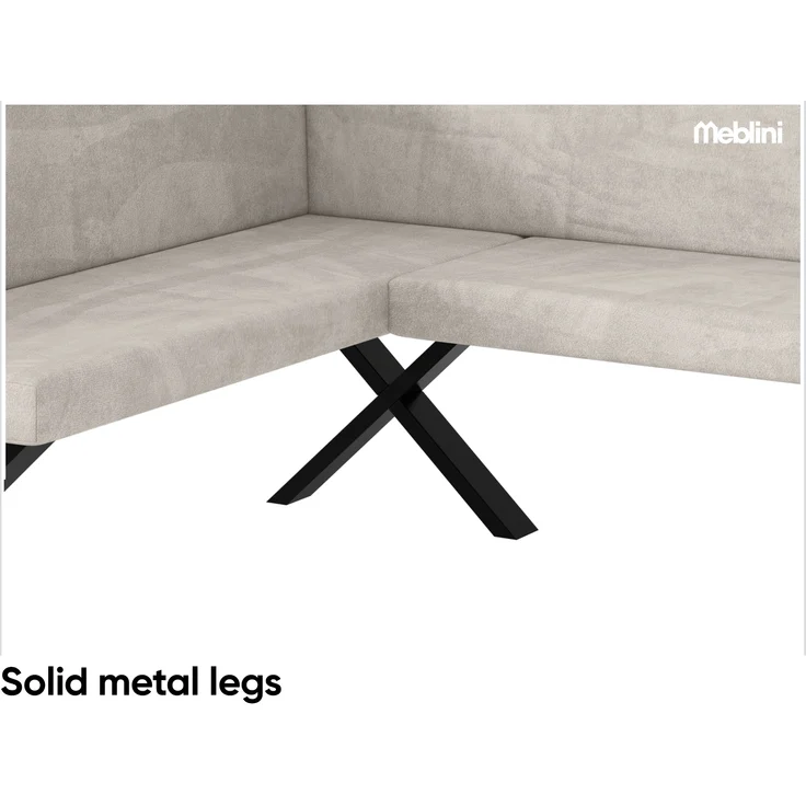 MEBLINI Eckbank für Esszimmer - Küchenbank - Essecke - Sitzecke Küche - TONI - X-Beine 128x168x87cm Links - Beige Samt – Bild 6