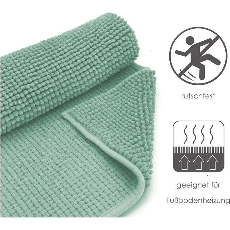heimtexland Badematte Badvorleger Chenille Badteppich Duschvorleger, rutschhemmend beschichtet, Fußbodenheizung geeignet, schnell trocknend, strapazierfähig, fußbodenheizungsgeeignet, rutschfest, saugstark, Polyester, rechteckig, 50x80 cm, Hochflor, su... – Bild 4