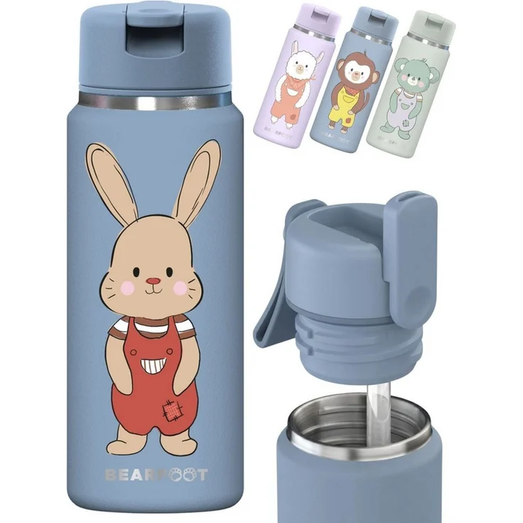BEARFOOT Trinkflasche TINY Thermo Kinder Trinkflasche Edelstahl - Hase, Thermosflasche, auslaufsicher, Edelstahl, Kinderflasche, BPA-frei – Bild 1