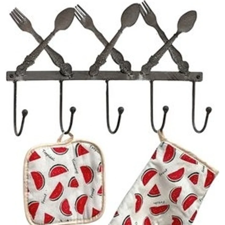 DanDiBo Handtuchhaken Handtuchleiste 96253 Handtuchhalter Küche Metall Hakenleiste Vintage Garderobenleiste Kleiderhakenleiste – Bild 6