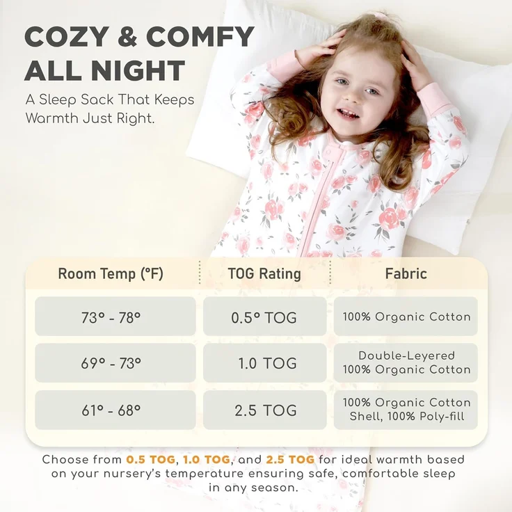 Mama Cheetah Baby Schlafsack mit Ärmeln, 0.5 TOG Bio-Baumwolle Wearable Blanket und Zwei-Wege-Reißverschluss, Swaddle Transition Long Sleeve Sleep Sack für Neugeborene to Kleinkind, 6-12 Monate – Bild 9