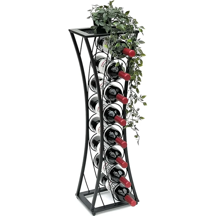 DanDiBo Weinregal Metall Schwarz Stehend Mika 80 cm 96536 Flaschenregal Flaschenständer Flaschenhalter Schmal Modern – Bild 1