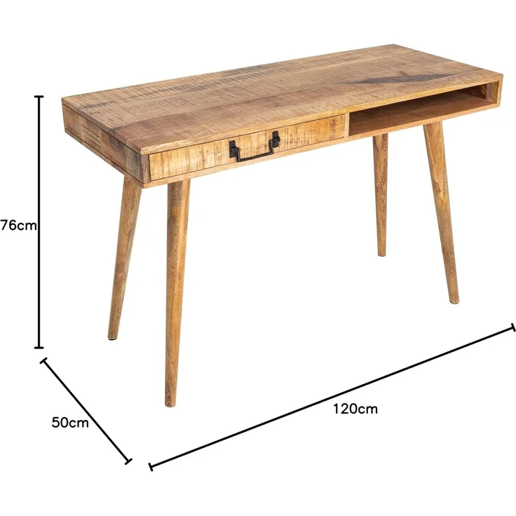 riess-ambiente Schreibtisch RETRO 120cm natur, Arbeitszimmer · Massivholz · mit Schublade · Home Office – Bild 3