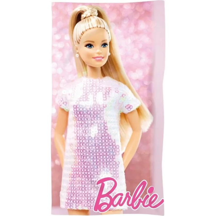 Barbie Großes Kinderhandtuch aus Baumwolle, 70cm x 140cm, Ideal für den Strand
