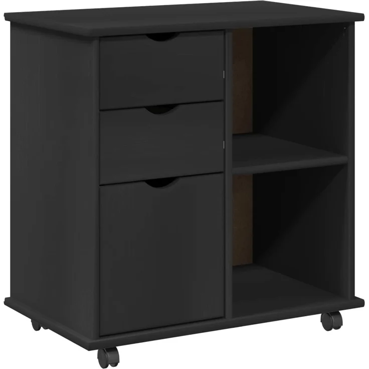 vidaXL Rollschrank MOSS 63,5 x 39 x 65,5 cm Massivholz Kiefer Schwarz 42028383 – Bild 2