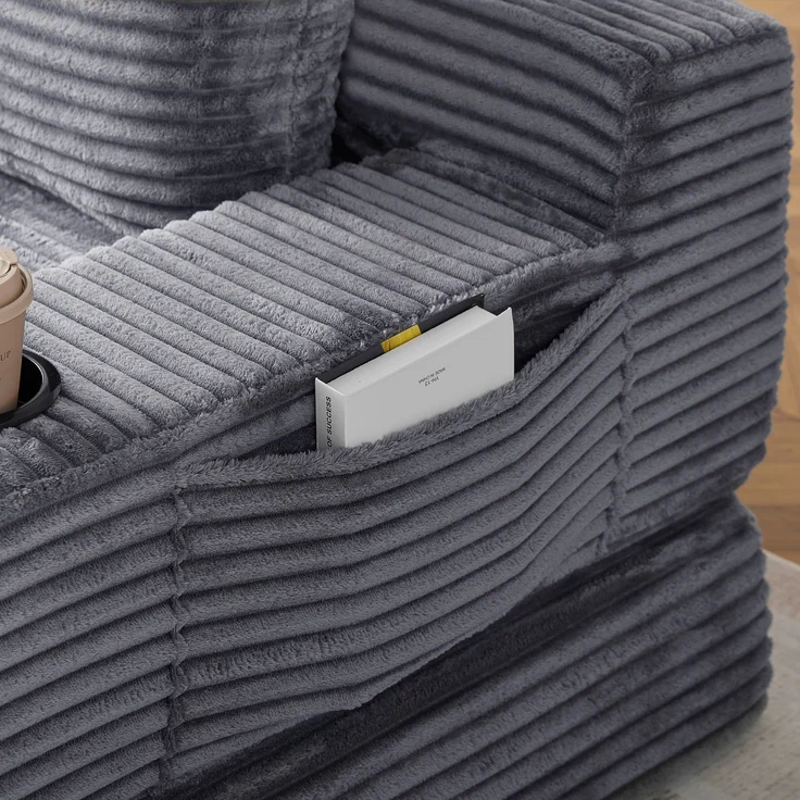 ZUBALIYA Sofa mit LED - Beleuchtung, mit Stauraum, mit Cordbezug, mit breiten Armlehnen, ohne aufwendige Montage – Bild 17