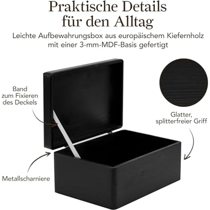 Creative Deco Holzkiste mit Deckel Groß Erinnerungsbox Baby Holzbox 30 x 20 x 14 cm, mit Scharnieren – Bild 6