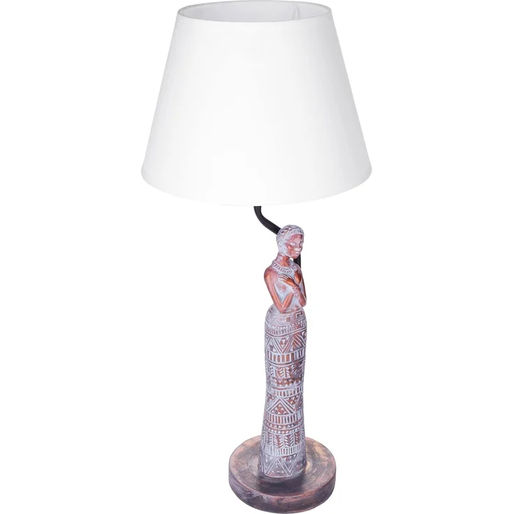 BRUBAKER Nachttischlampe Tischleuchte Afrikanische Frau in Kupfer-Optik, ohne Leuchtmittel, Motiv Lampe mit Keramikfuß, Höhe 58 cm – Bild 4