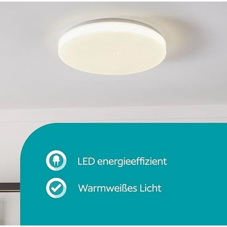 Eglo LED Deckenleuchte Pogliola-E weiß Ø 26 cm mit Kristalleffekt – Bild 2
