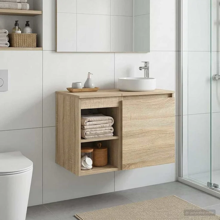 vidaXL Badezimmerschrank Sonoma-Eiche 30 x 44,5 x 50 cm Holzwerkstoff 890352 – Bild 1