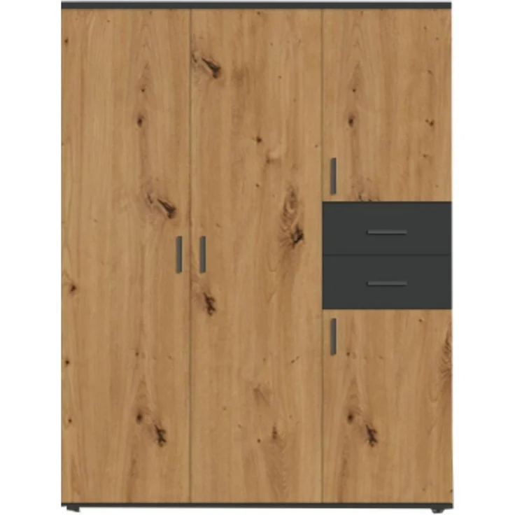 BMG Möbel Kinderkleiderschrank Elli (4-türig) 135x190 cm, mit Schubladen und Kleiderstange, Made in Germany – Bild 1