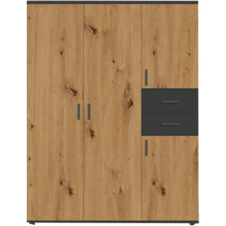 BMG Möbel Kinderkleiderschrank Elli (4-türig) 135x190 cm, mit Schubladen und Kleiderstange, Made in Germany