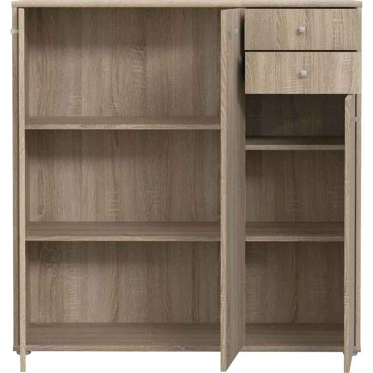 Sideboard >TEMPRA2< 3 Türen, 2 Schübe, in Sonoma Eiche Dekor - 108,8x111,1x34,8cm (BxHxT) – Bild 4