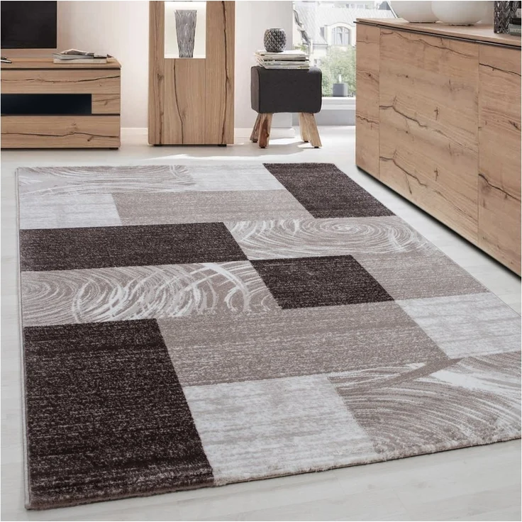Carpettex Designteppich Abstrakt Kariert Design, Rechteckig, Höhe: 12 mm, Modern Kurzflor Teppich Wohnzimmer Kariert Design verschidene größen – Bild 1