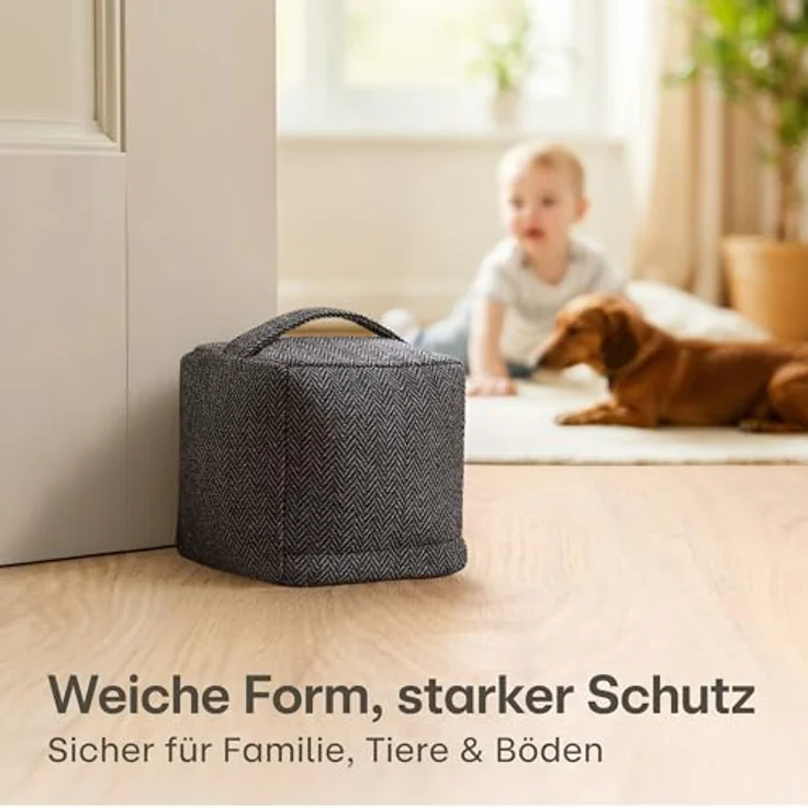Praknu Bodentürstopper Türstopper Sack für Den Boden - Extra schwer 1Kg - mit Waschbarem (1 St), mit Tragegriff - Für Haus & Büro - mit rutschfesten Pads – Bild 5