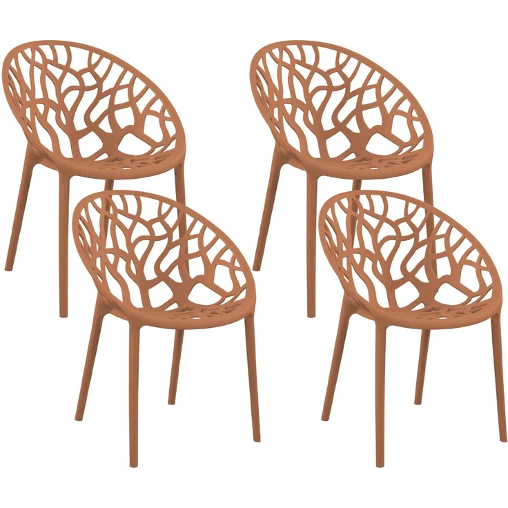 CLP 4er Set Gartenstühle Hope mit Lehne stapelbar wetterfest UV-beständig bis 150 kg,terracotta – Bild 1