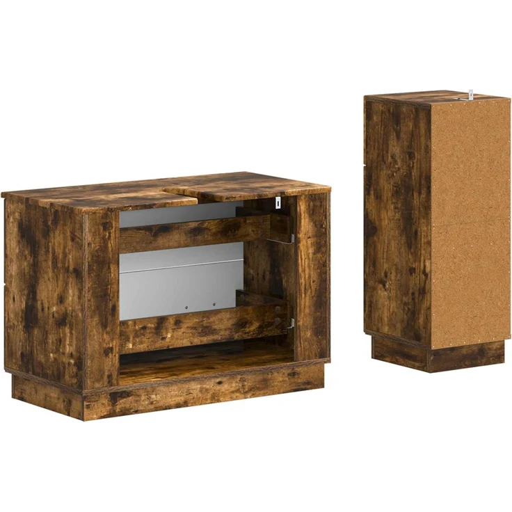 vidaXL 2-teiliges Badezimmer Schrank Set HOORN Raucheiche 3417716 – Bild 5