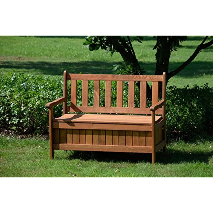 Dobar Gartenbank 2-Sitzer aus geöltem Kiefernholz in Braun mit Stauraum, 89 x 115 x 58 cm, FSC®-zertifiziert – Bild 10