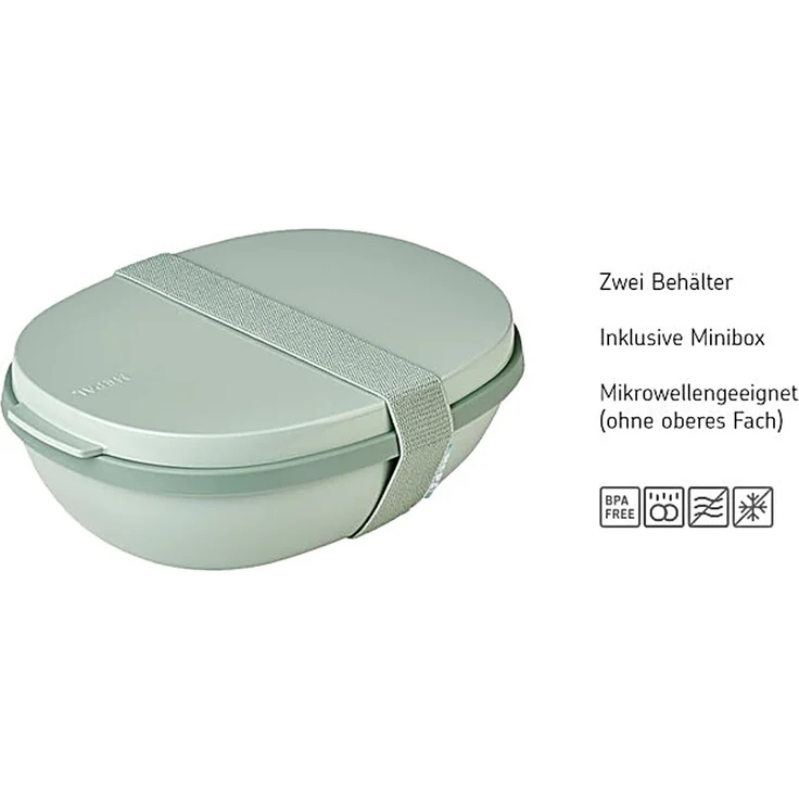 Mepal - Lunchbox Ellipse Duo to go Set - Meal Prep Box für Erwachsene & Salatbox zum Mitnehmen - Brotdose für ein gesundes Mittagessen - Ideal für Sandwiches & Salate - 825 ml + 600 ml - Nordic Pink – Bild 2