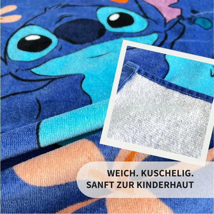 MTOnlinehandel Badetuch Stitch, 70x140cm, Geschenk für Mädchen und Jungen, 100% Baumwolle (1-St), Strandtuch Lilo & Stitch, Fanartikel, weich, saugfähig – Bild 3
