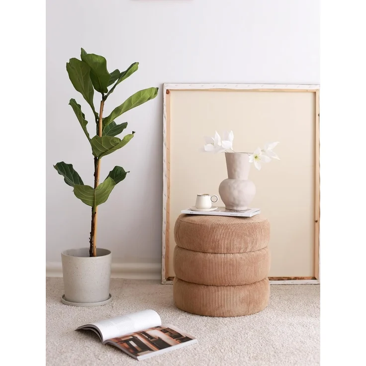 Stylish Camel Pouffe, 40 x 40 x 40 cm, 100% Wooden Frame, Soft Teddy Fabric | Perfect for Modern Living Rooms & Cozy Spaces, Elegant & Versatile Design – Bild 3