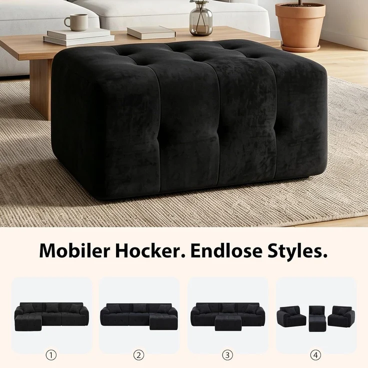 COMHOMA Sofa Ecksofa, Modulares Sofa, 2 Sitzer Bodensofa Couch mit Kissen Armlehne, für Wohnzimmer, vakuumverpackt – Bild 7