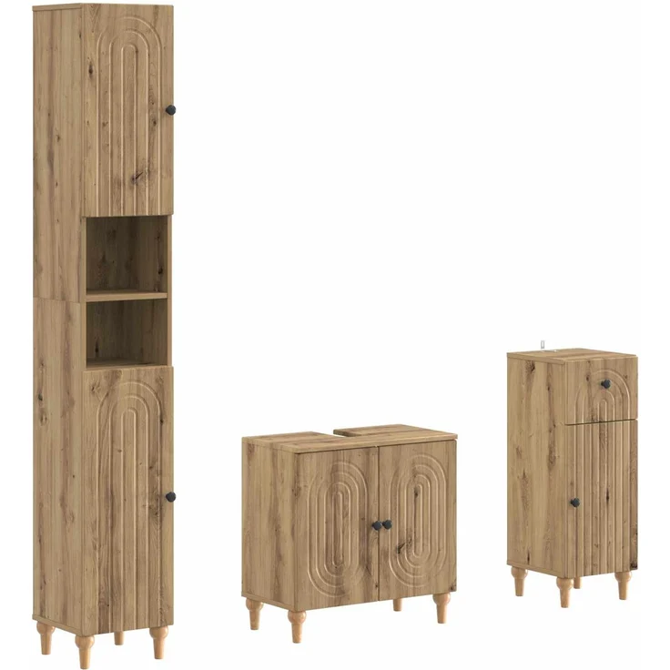 vidaXL 3-teiliges Badezimmer-Schranksystem ALKMAAR Artisan-Eiche 3417836 – Bild 2