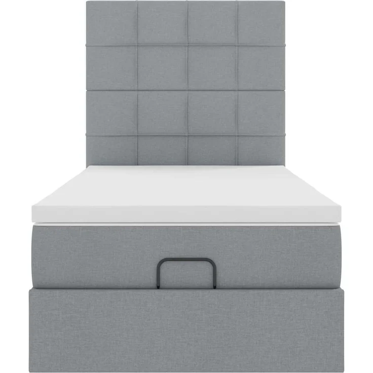 vidaXL Ottomane Bett mit Matratze & LEDs Hellgrau 90x200 cm Stoff 3313975 – Bild 6