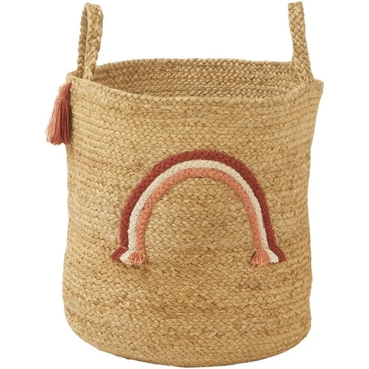 VERTBAUDET Kinderzimmer Flechtkorb, Regenbogen beige – Bild 1
