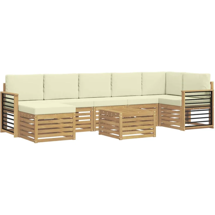 vidaXL Outdoor-Sofagarnitur 8 stk. 8-Sitzer Weiß und Creme Polyester 3392245 – Bild 2