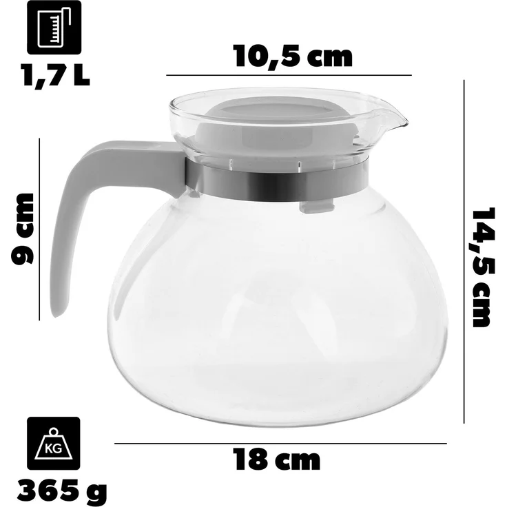 KADAX Hitzebeständige Teekanne mit Deckel, Glas, weiß, 1,7L – Bild 2