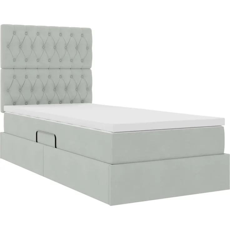 vidaXL Aufbewahrungsbett mit Matratze Hellgrau 90 x 190 cm Samt 3372057 – Bild 5