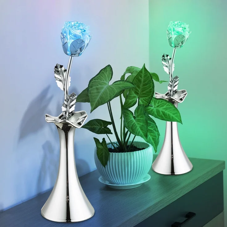 RGB LED Tischleuchte, Rose, Chrom, Farbwechsel, H 29 cm, JIMMY – Bild 3