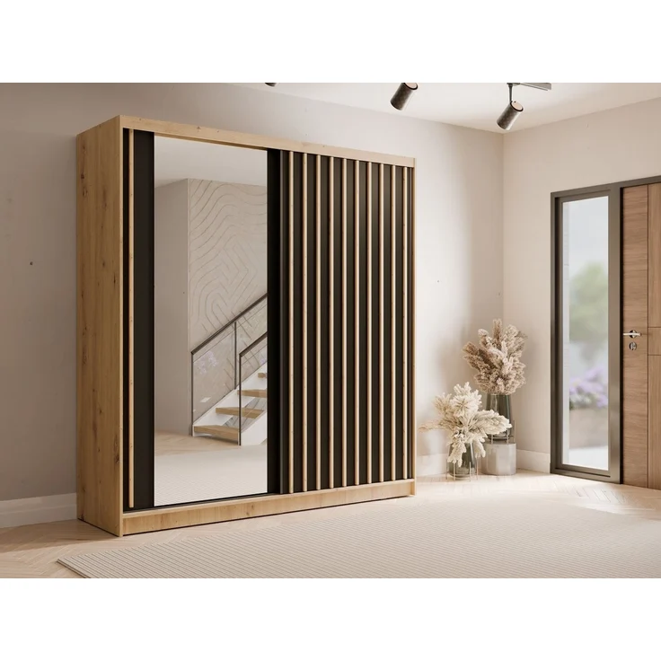Home affaire Kleiderschrank VILLEFRANCHE modern mit viel Stauraum, Fächer & Kleiderstange, Spiegel Garderobe in 3 Breiten (155, 205, 248 cm), erhältlich in 3 Farben – Bild 4