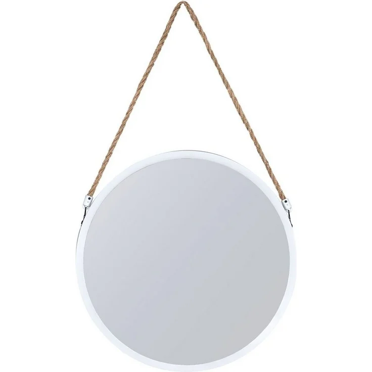Levandeo® Wandspiegel, Spiegel 40cm Rund Weiß Metall Jute Wandspiegel Flurspiegel Wanddeko – Bild 5