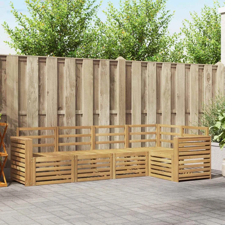 vidaXL Outdoor-Sofagarnitur 5 stk. 5-Sitzer Weiß Massivholz Akazie 3391839 – Bild 1
