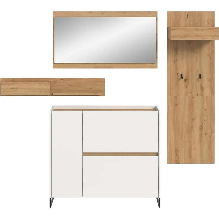 Garderoben-Set >Drive< in Weiß - 192x175x32cm (BxHxT) – Bild 2