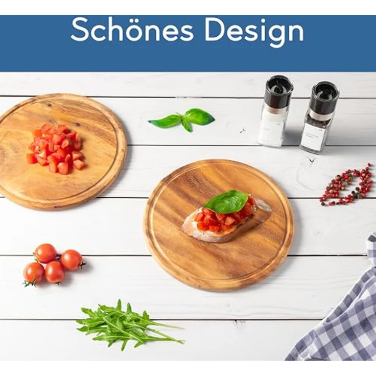 Hanseküche Schneidebrett Schneidebrett Set, Akazie, (Holzbrett Küche groß, 4-St, mit Saftrille, Küchenbrett, massives Schneidbrett), Hochwertige Schneidebretter – Bild 3