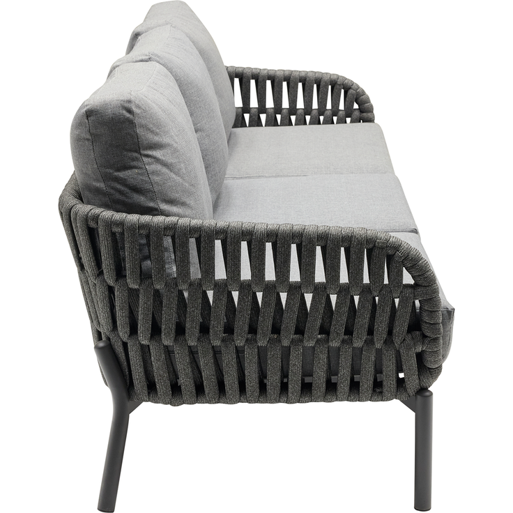 TERRANO Dining-Sofa, 3-Sitzer, Rope: Dunkelgrau, Aluminiumgestell: Anthrazit, inklusive Auflagen – Bild 3