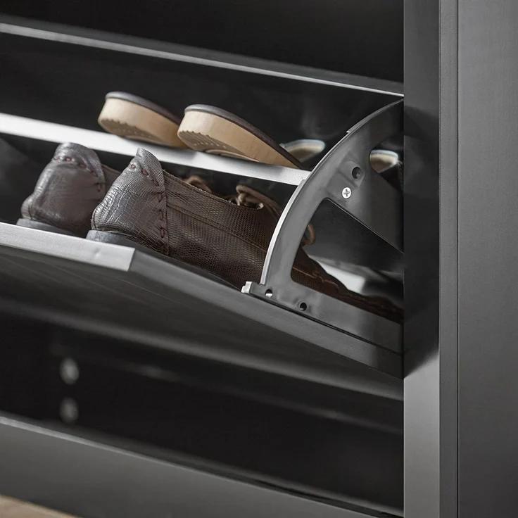 SoBuy FSR87-SCH Schuhschrank, MDF, Lackiert, Dunkelgrau, 80 x 110 x 24 cm – Bild 5