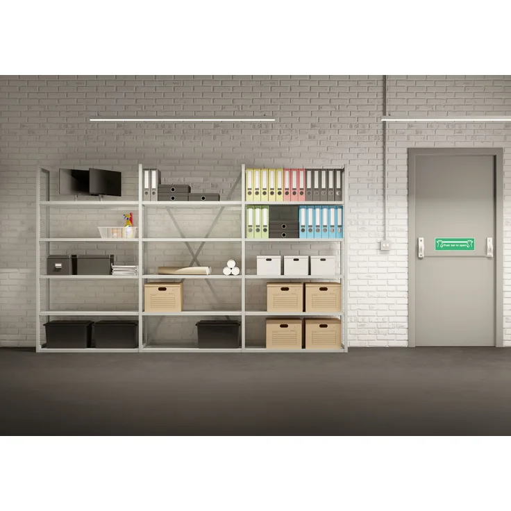 Bisley System Büroregal LIGHT, Grundregal, 5 Fachboden, 5 Ordnerhöhen, Farbe lichtgrau glattlackiert