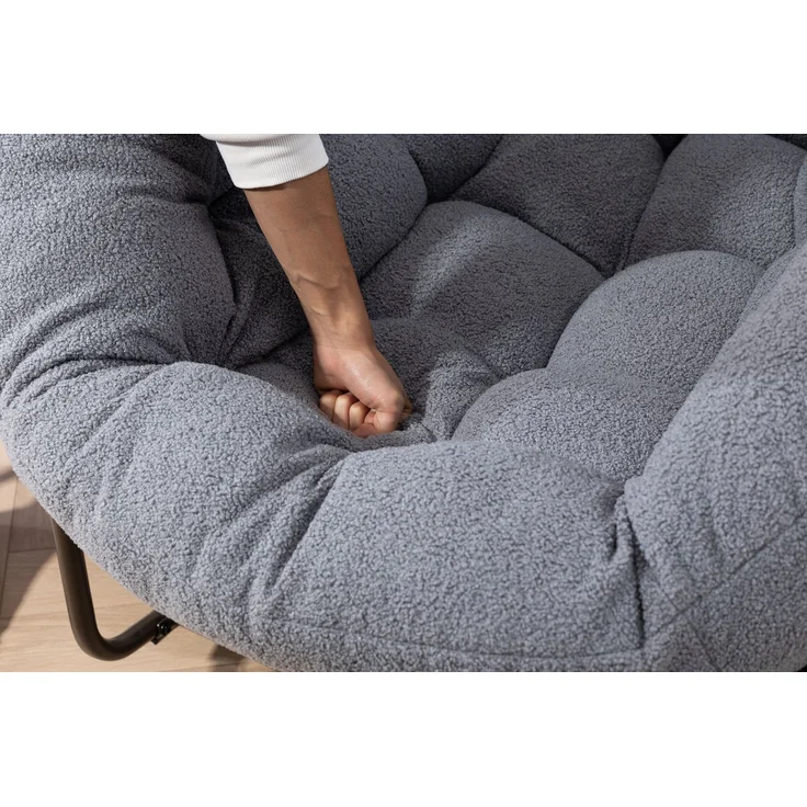 Rattan-Schaukelstuhl für den Außenbereich, gepolsterter Schaukel- und Liegesessel für Veranda, Wohnzimmer, Terrasse, Garten, Grau – 93 x 73 x 23 cm – YOUDENOVA – Bild 2