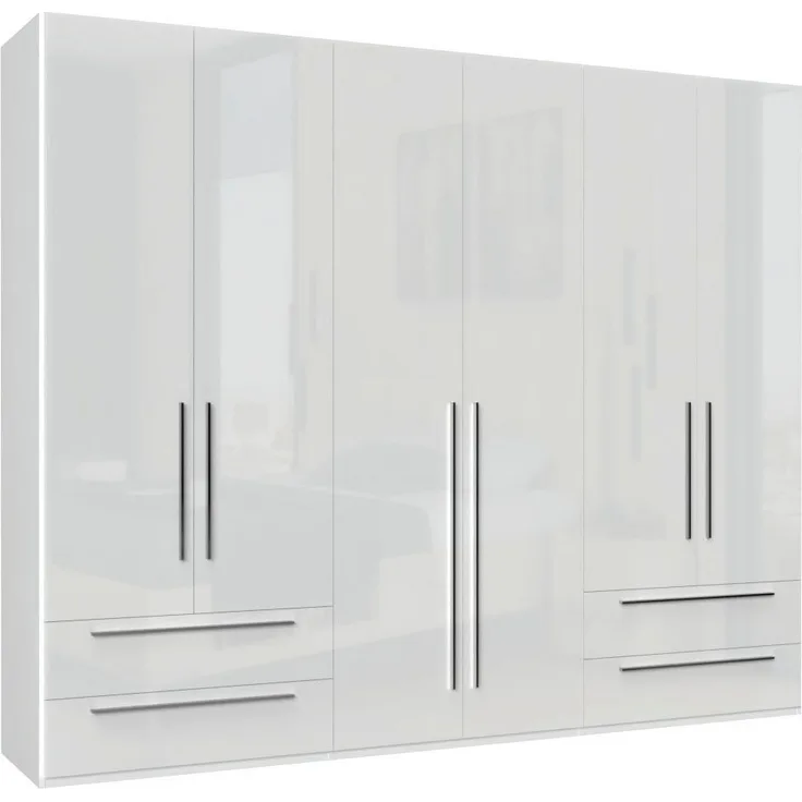 OTTO home Kleiderschrank Piano, UV lackiert, hochglänzend in beige oder weiß, FSC-zertifiziert (mit 4 Schubladen) 272 oder 317cm breit, Höhe 224cm, mit Soft-Close Funktion