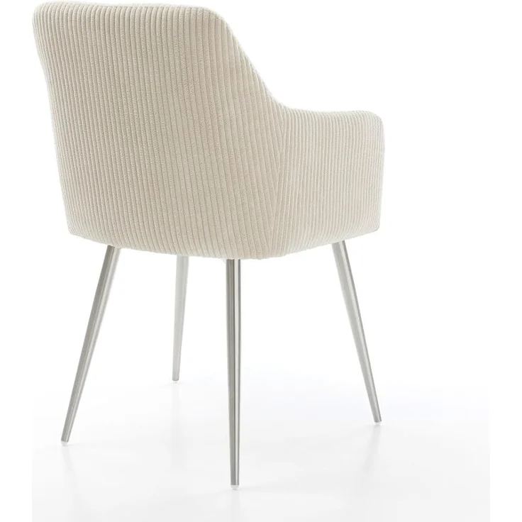 Esszimmerstuhl Greg-Flex Cord Beige 4-Fuß konisch Edelstahl Taschenfederkern – Bild 7