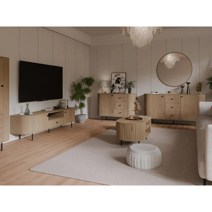 Compleo TV-Schrank 180 cm breit Eiche cremona, Elegant design, Natural, Lowboard – Bild 3