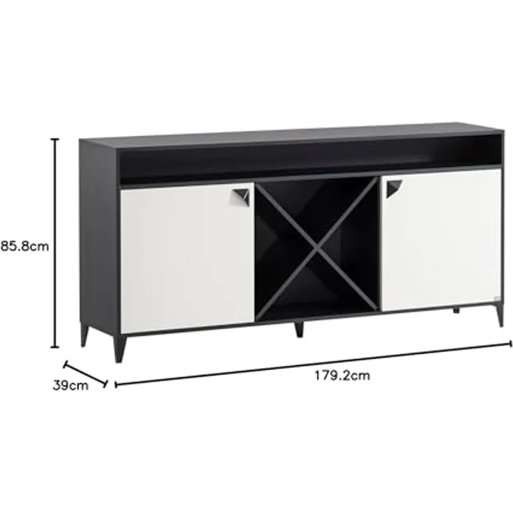 LOOKS BY WOLFGANG JOOP Sideboard Classic, schwarz matt/cremebeige, 179,2 x 39 x 85,8 cm – Bild 3