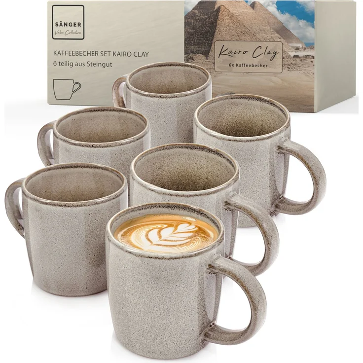 SÄNGER Kaffeebecher Set Kairo Clay - 6 aus Steingut – Bild 1