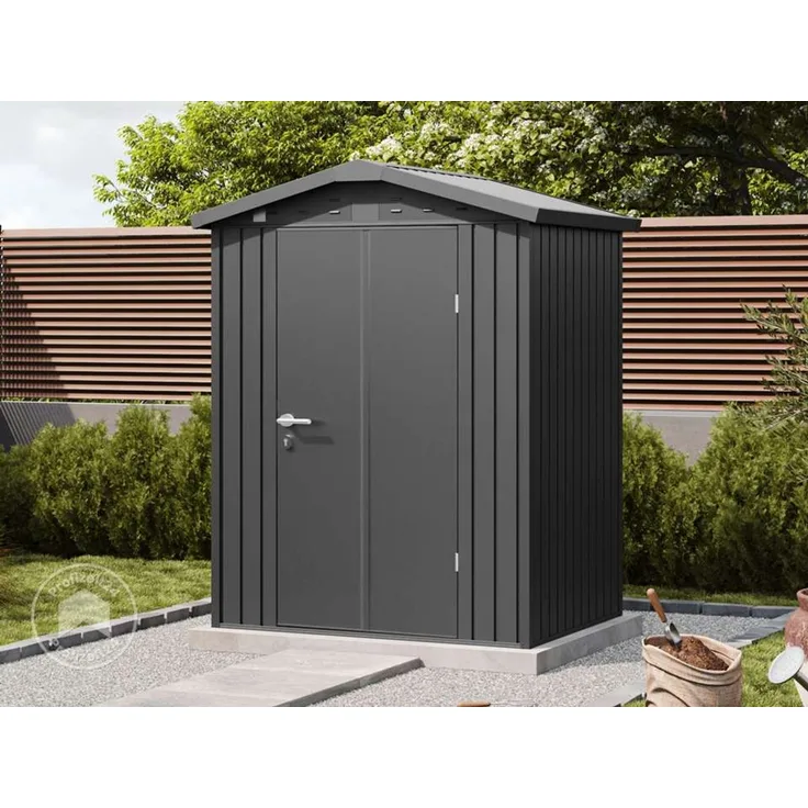 GFP Primeyard Gerätehaus Metall Gartenhaus 150x120x205 cm Geräteschuppen Satteldach anthrazit