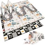 NUKIDO Baby-Schaumstoffmatte Doppelseitig Niedlich Buntes Design zum Spielen Krabbeln Perfekt zum Verschenken Faltbar 200x180 cm NK-340 Kontrastweg-Muster